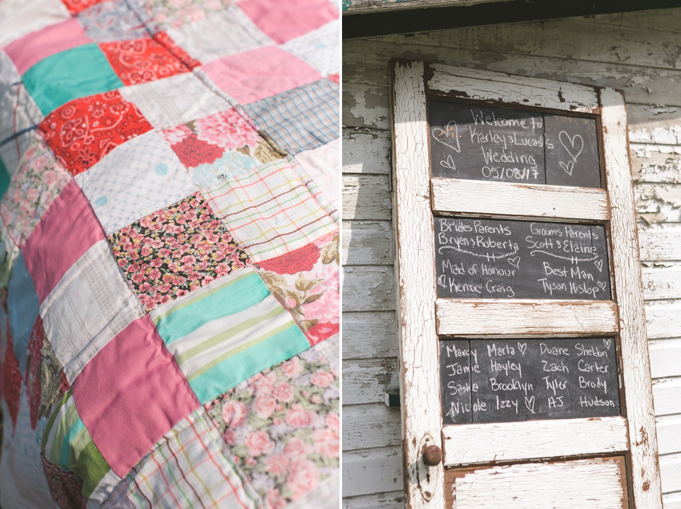 Saskatchewan Summer Country Wedding quilts and square bales photo