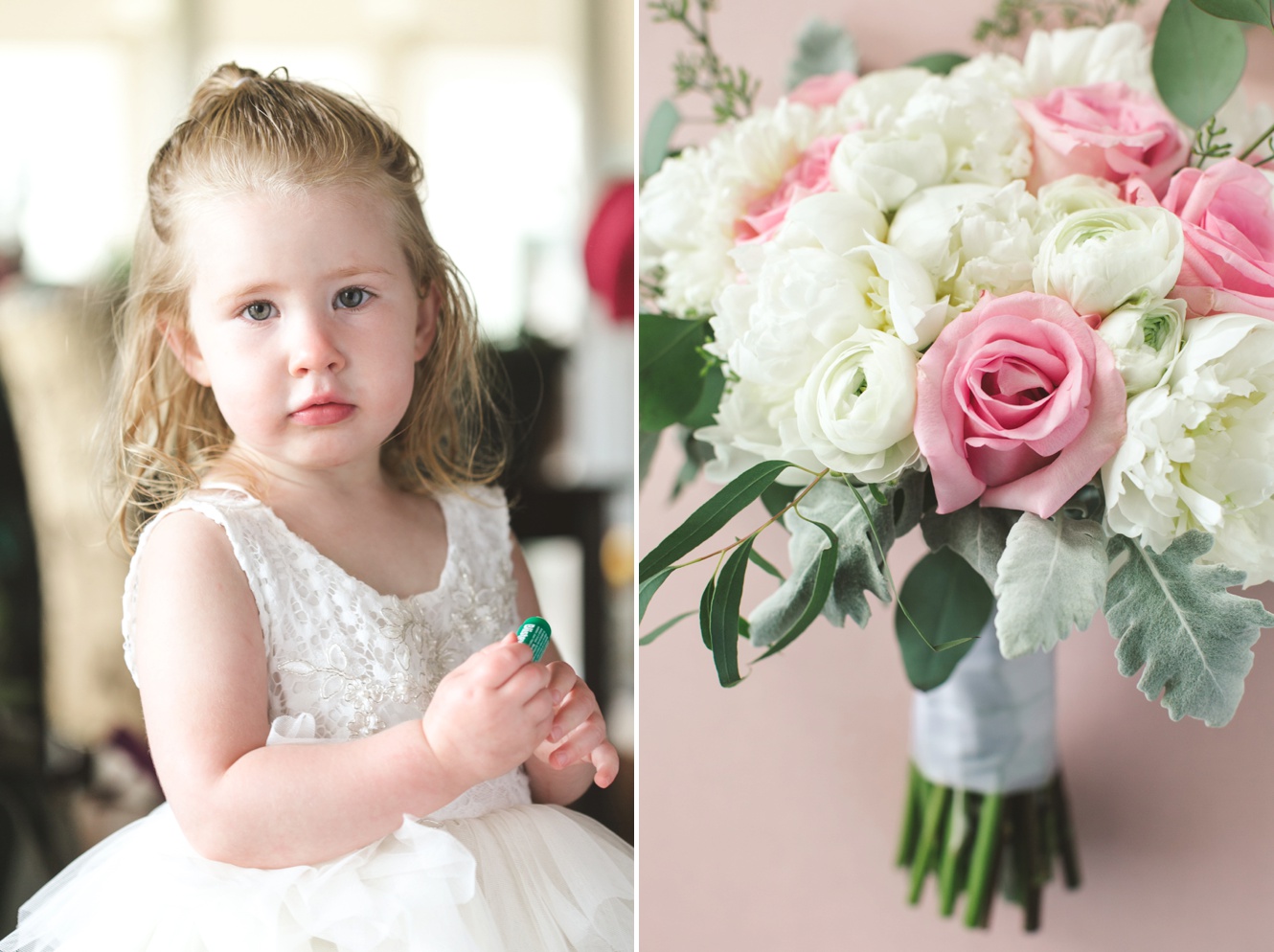 Adorable flowergirl at summer wedding photo