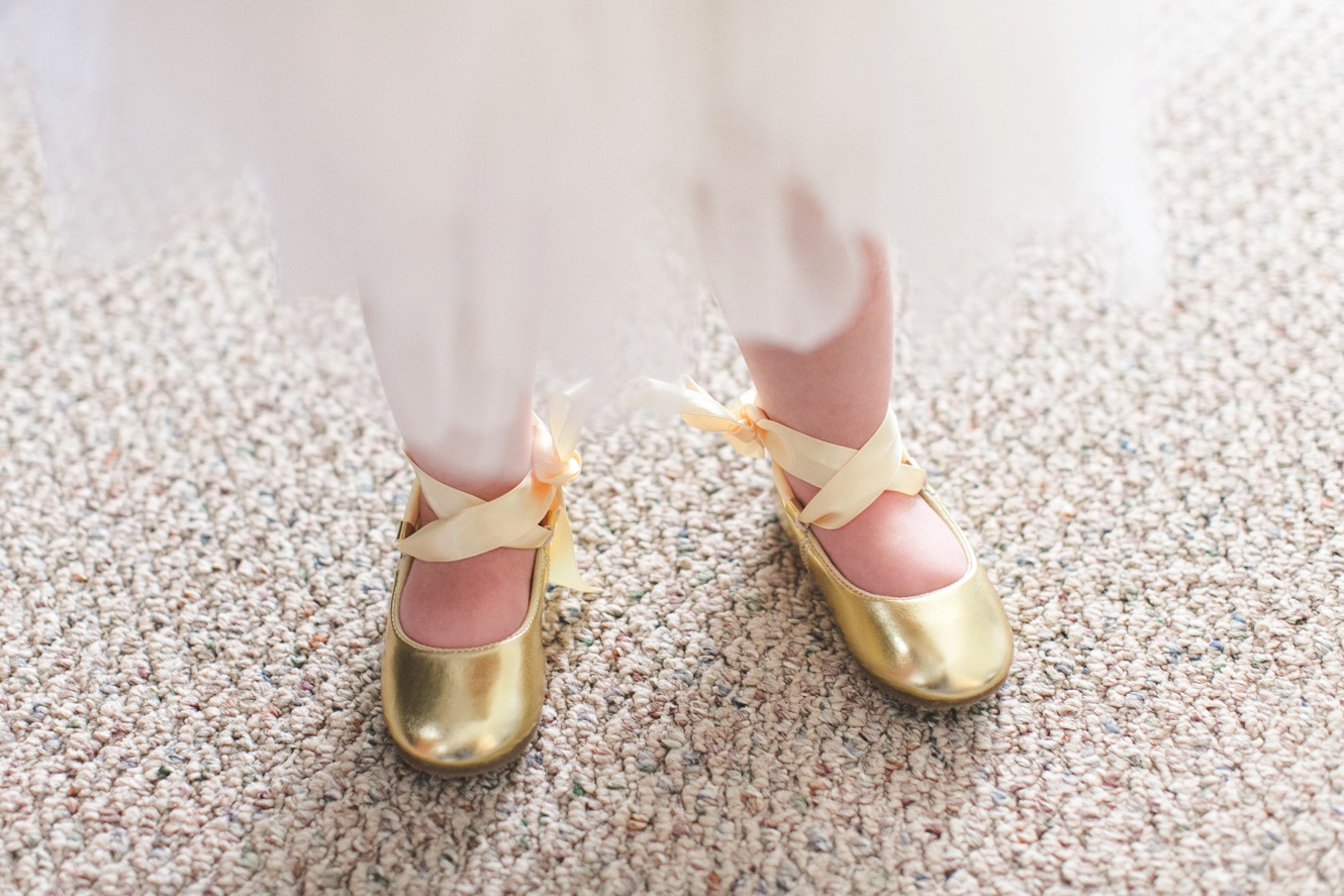 Gold flower girl shoes photo
