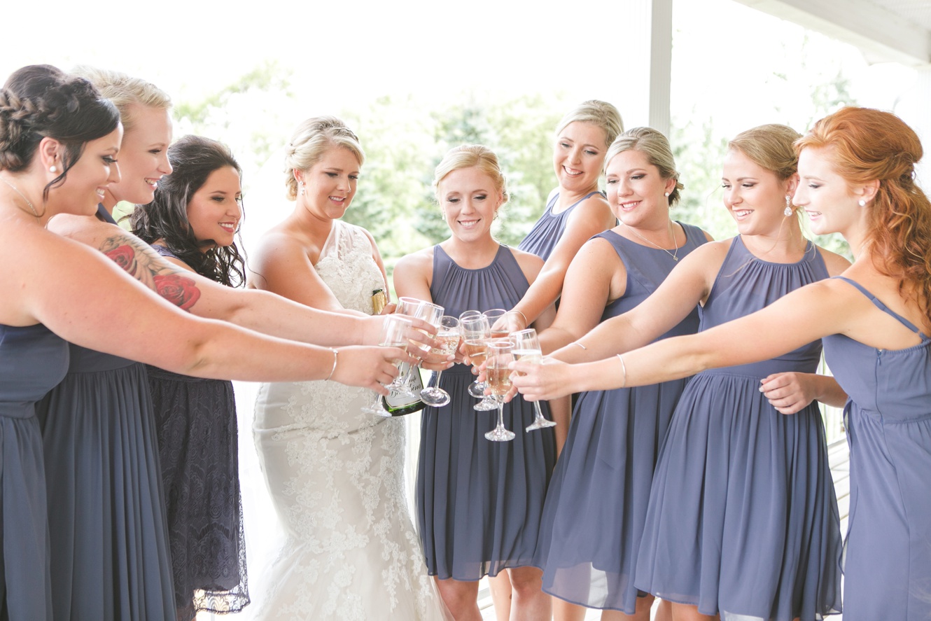 Dusty blue bridesmaid wedding photo