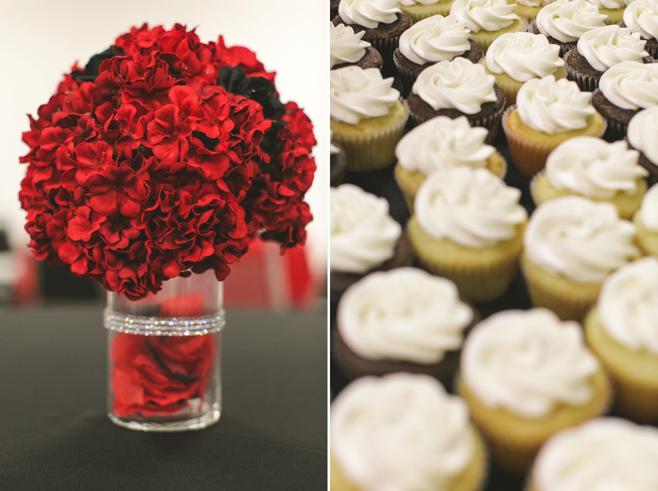 red and black reception detail photos