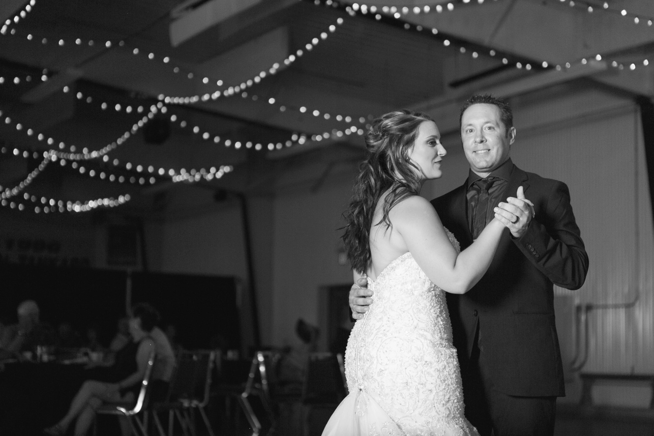 Black and white wedding dance photo