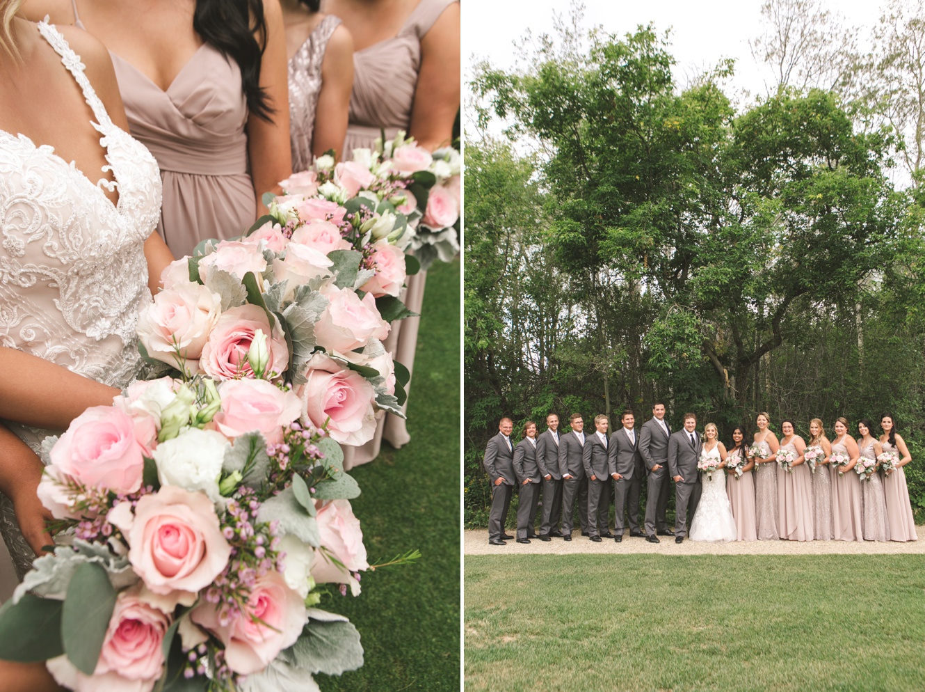 taupe and pink wedding photo