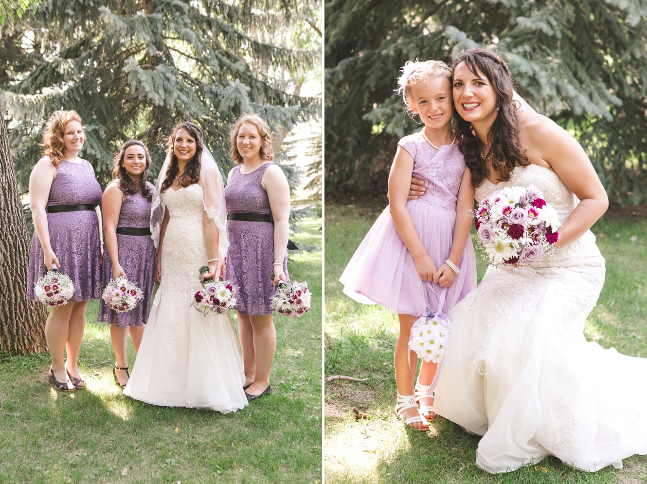 Lavender and grey wedding photo