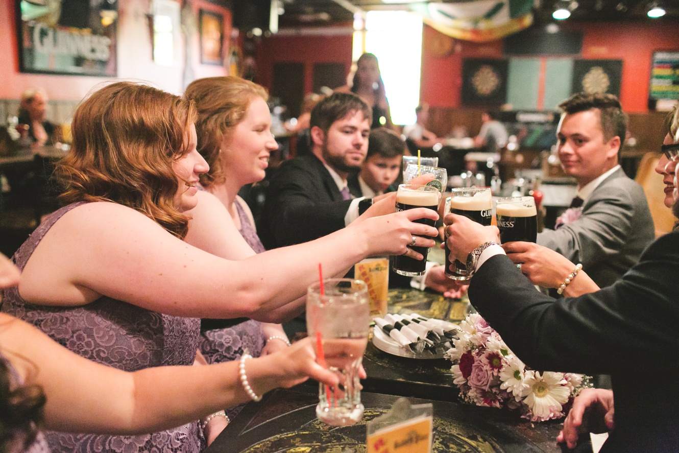 Bridal party visits irish pub