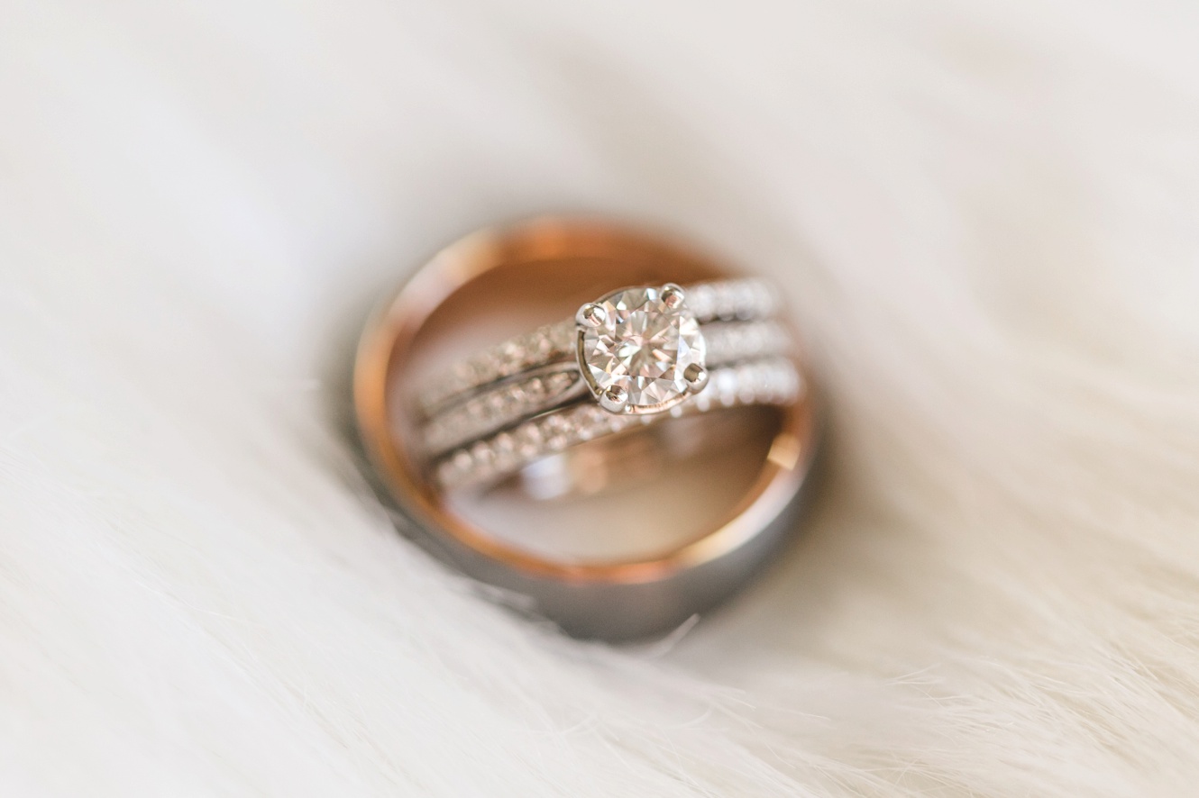 Copper band and diamond ring photo