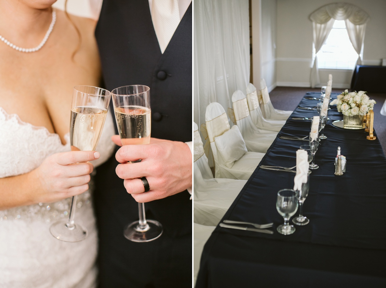 Bride and Groom champagne flutes photo