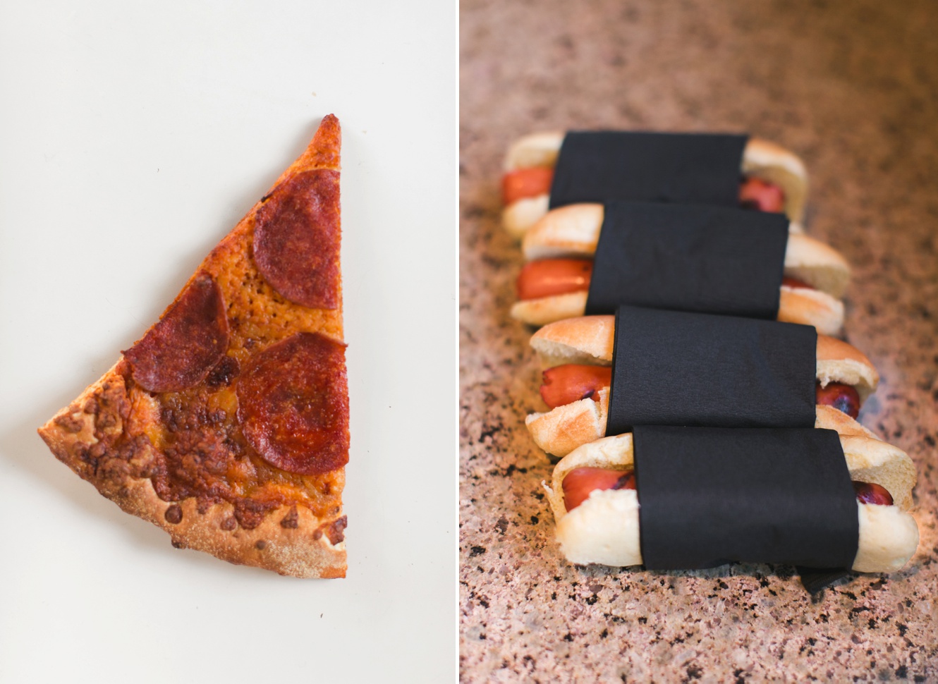 New York themed party food pizza and hot dogs photo