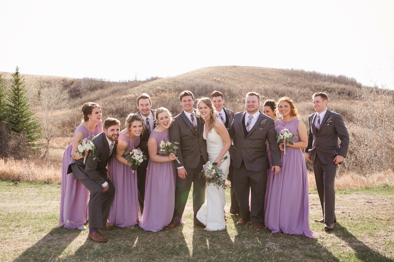 Lavender and grey wedding party photo