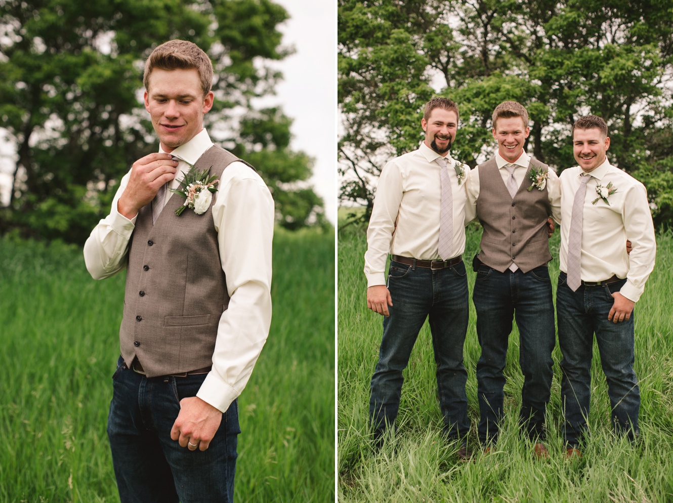 Rustic wedding groomsmen suits photo