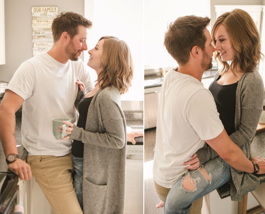 Cutest in home session engagement photo ideas