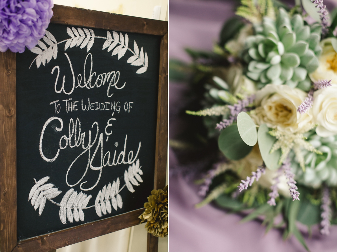Dusty lavender and navy summer wedding photo