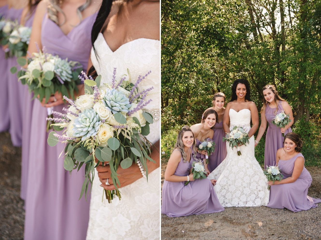 Dusty lavender bridesmaid gown photo