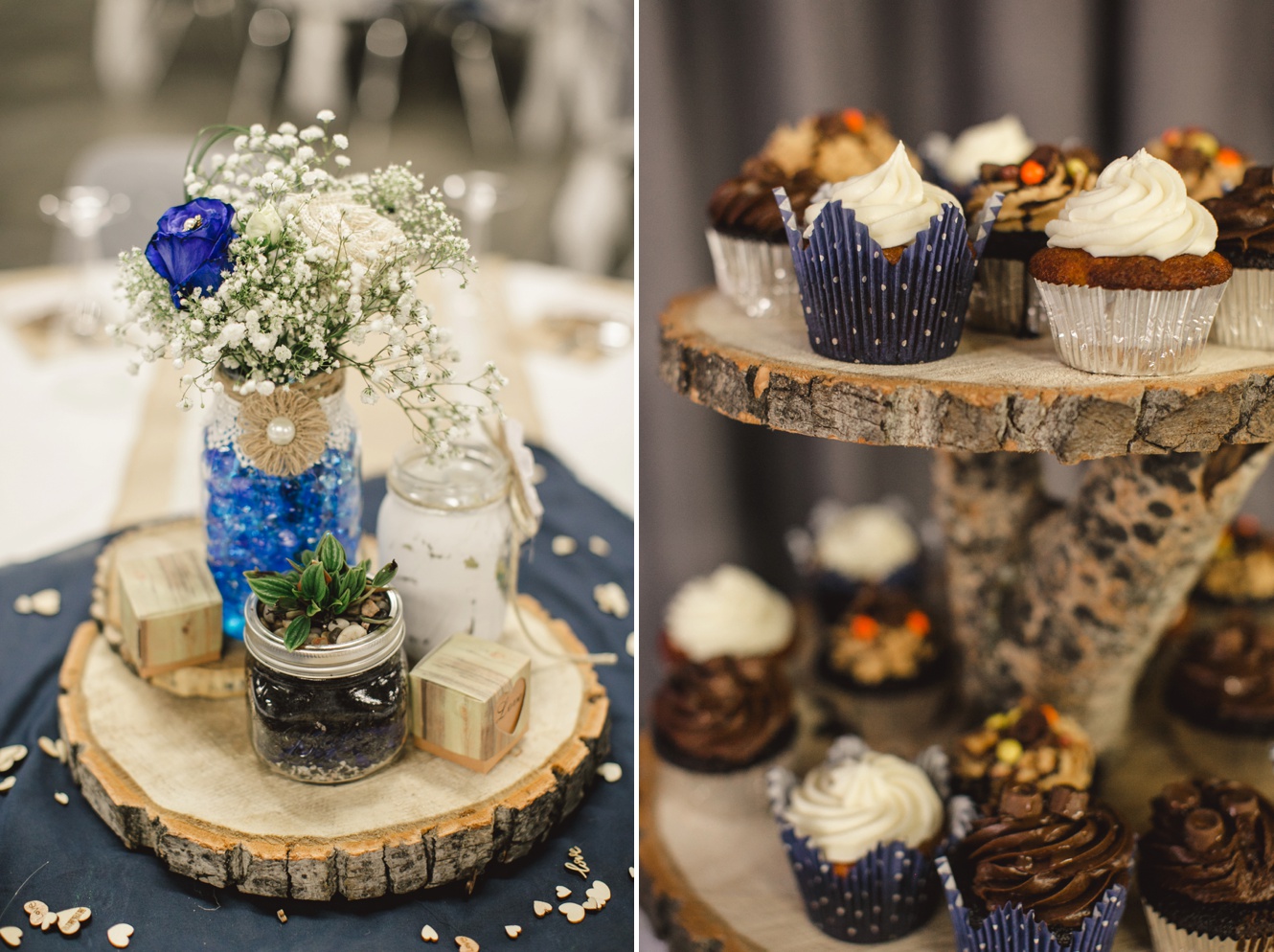 Variety of cupcake flavours at summer wedding photo