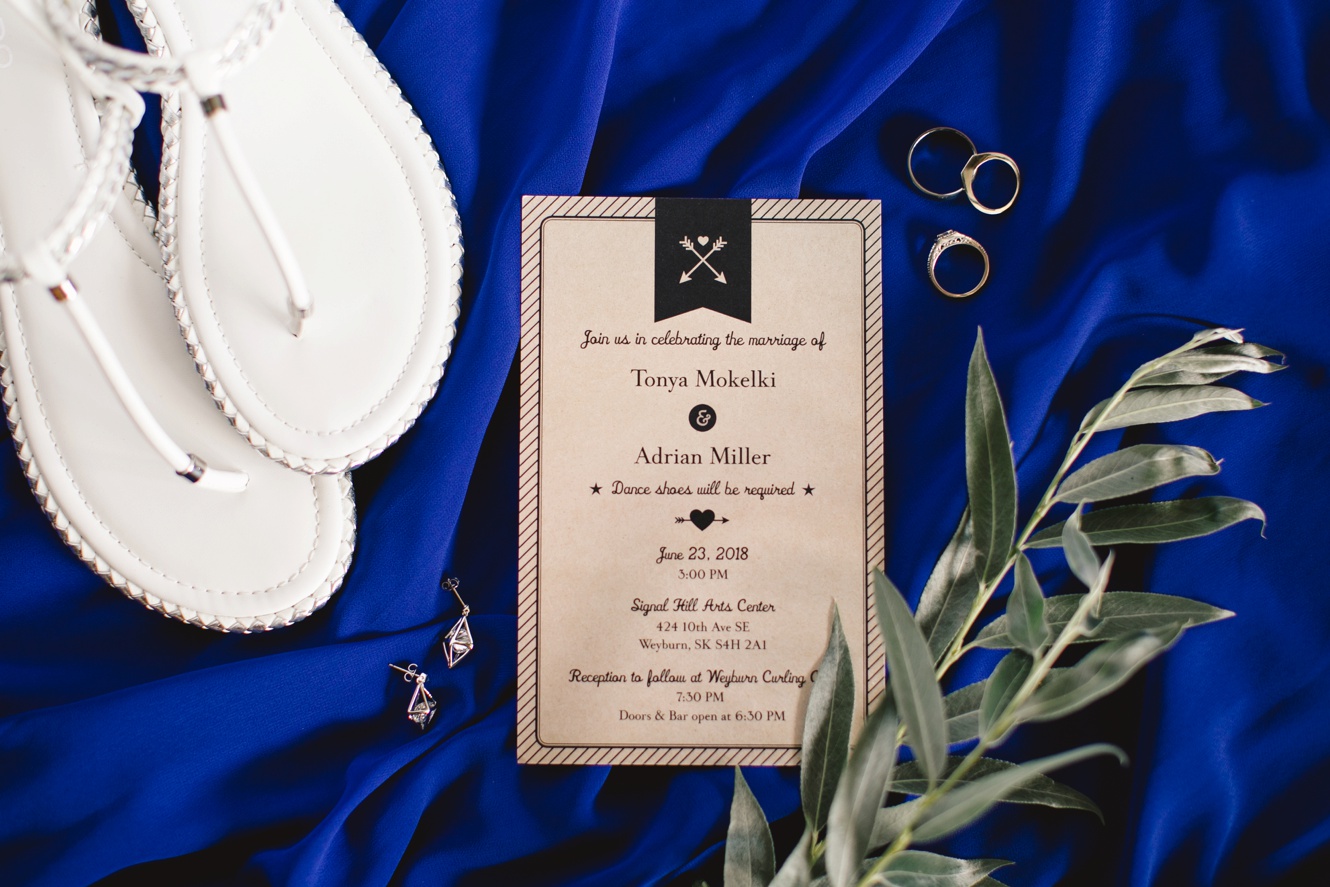 Blue and grey wedding details photo