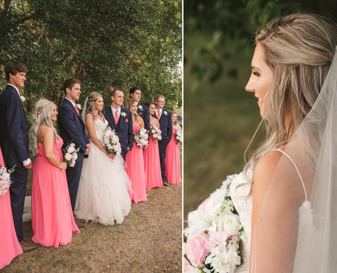Coral and navy wedding colors photo
