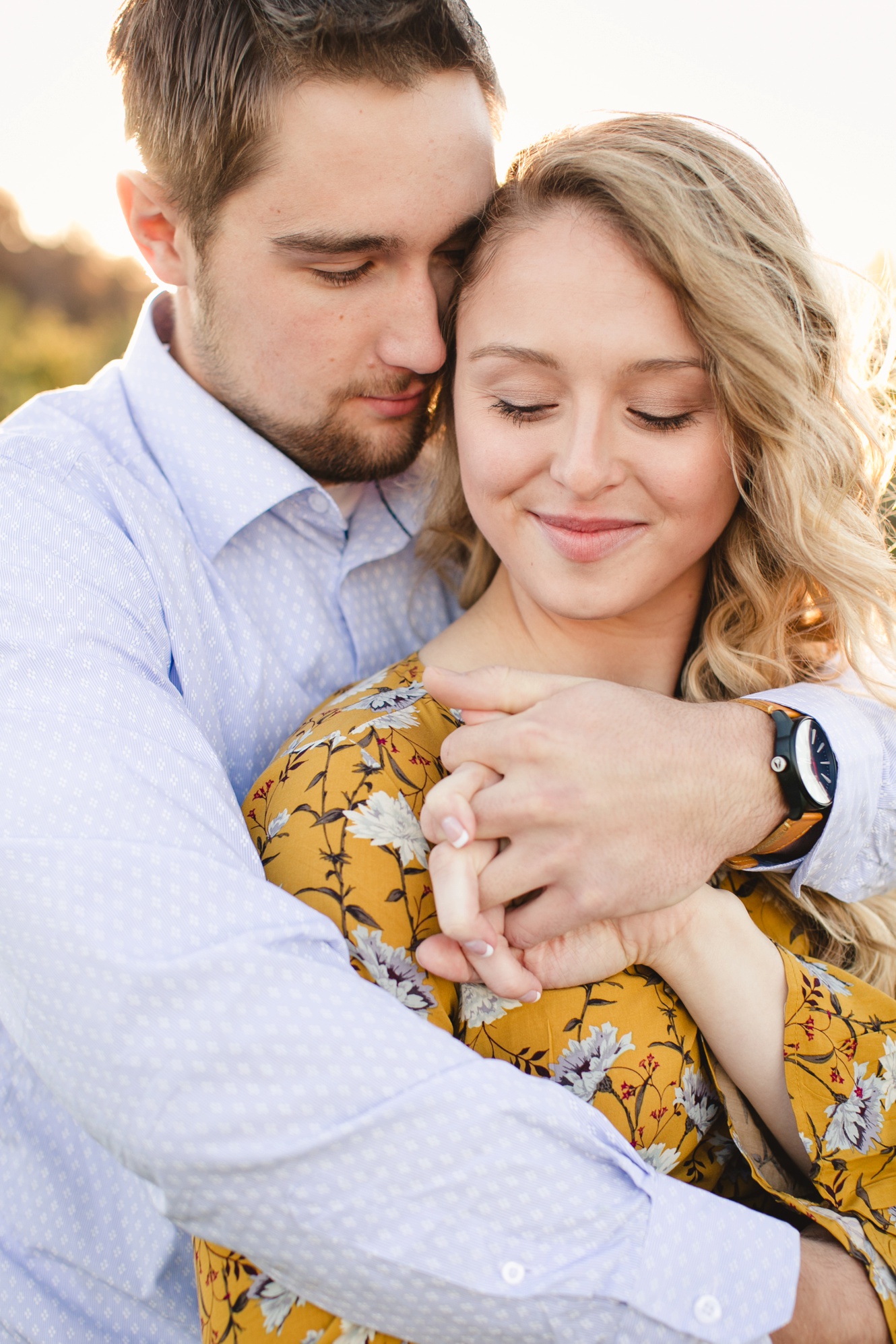 Romantic poses for engagement session photo