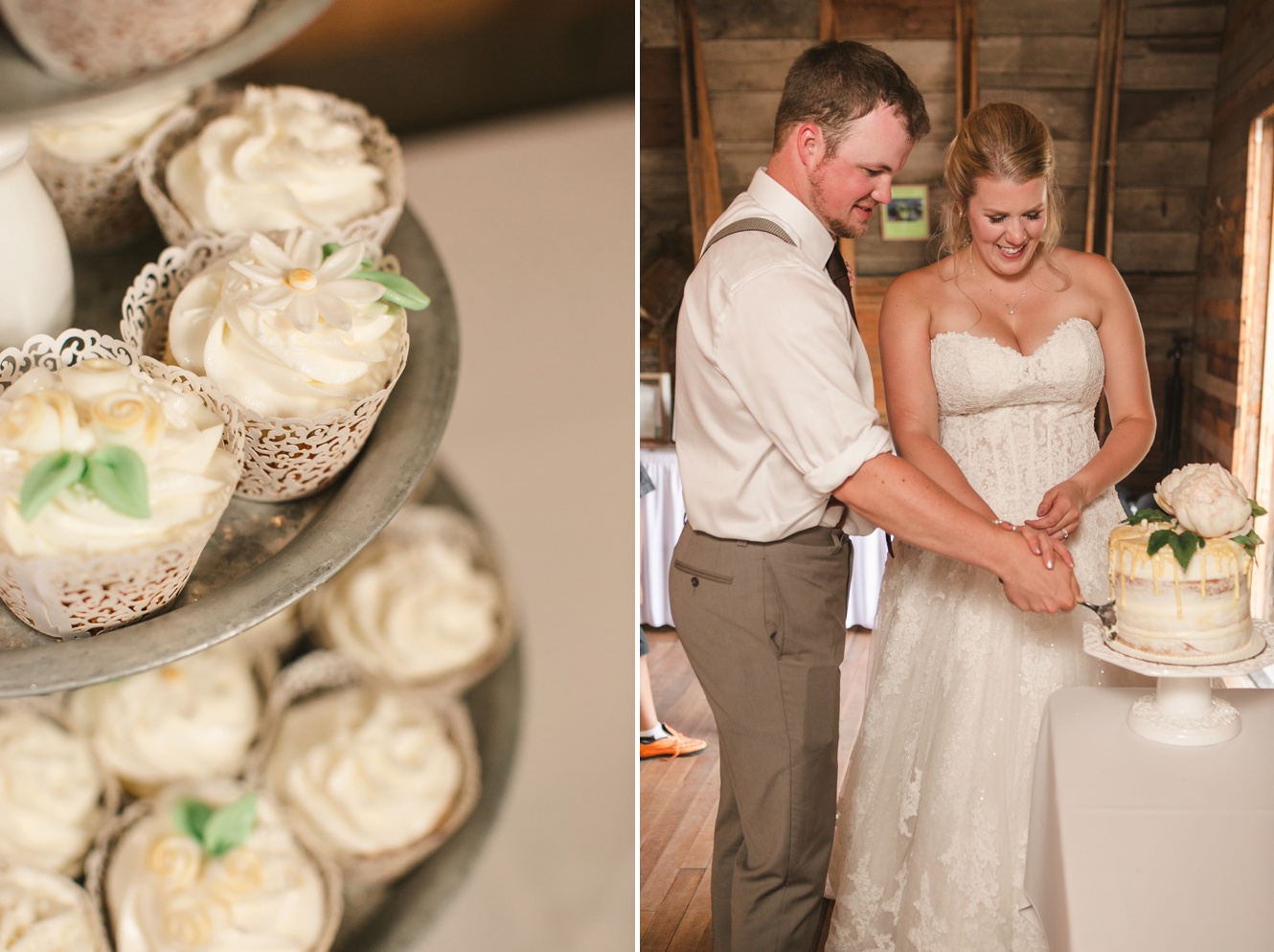 Wedding cake cutting photo