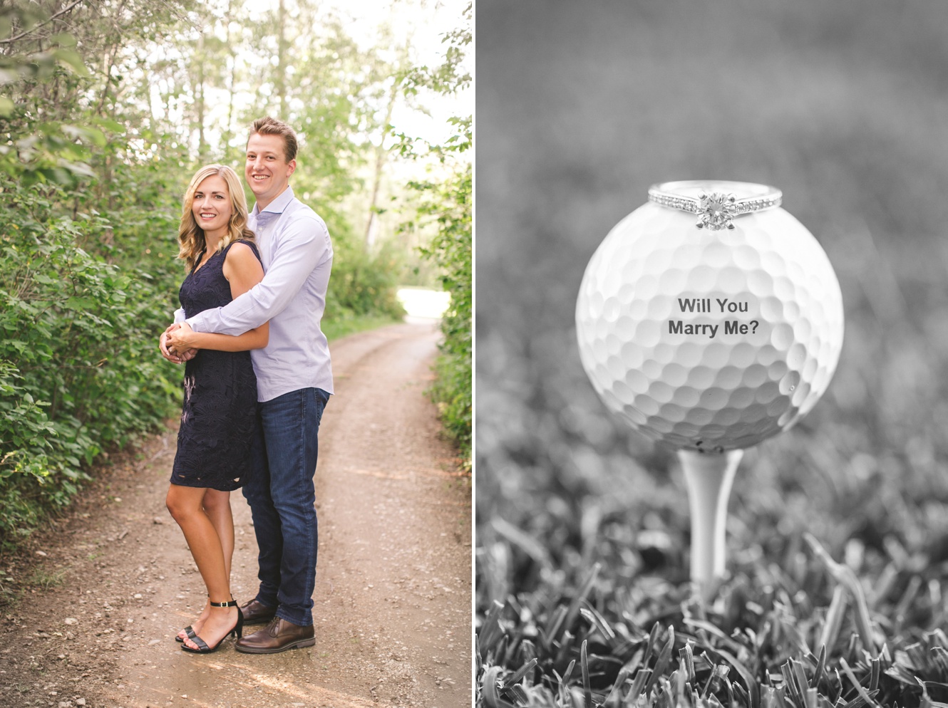 Will you marry me golf ball photo