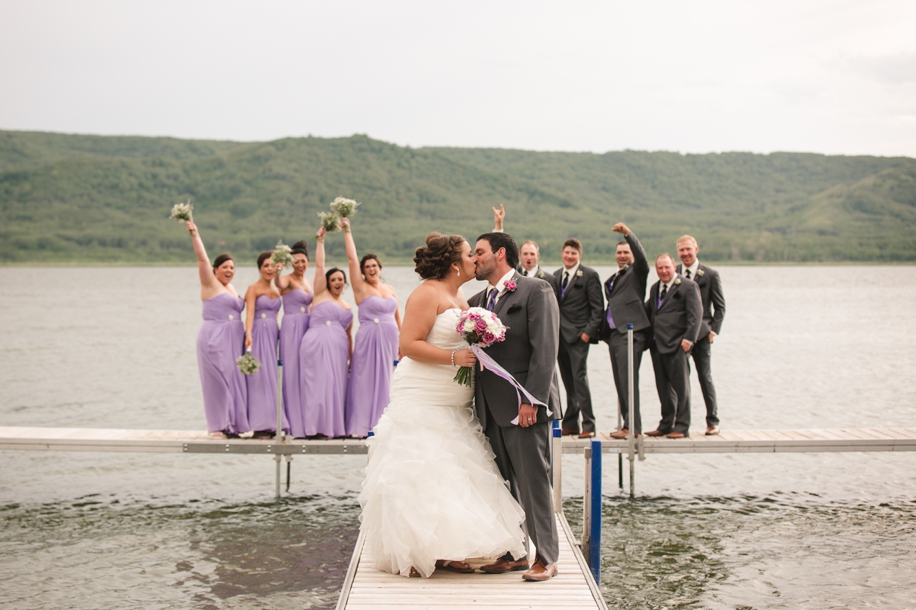 Wedding on lake dock photo