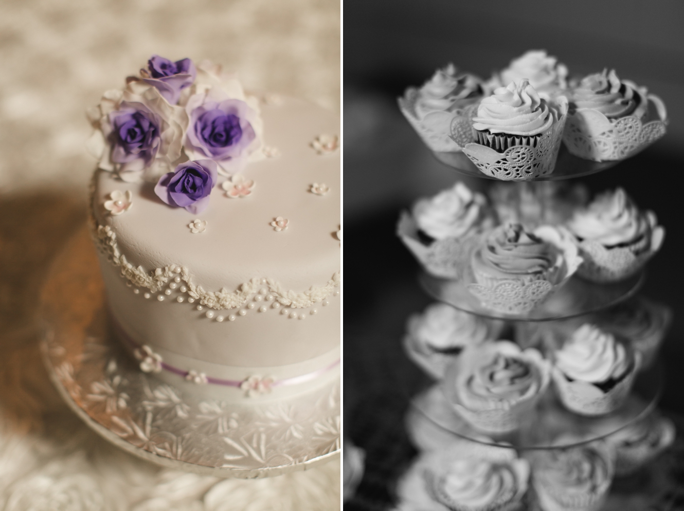 wedding cake and cupcake photo