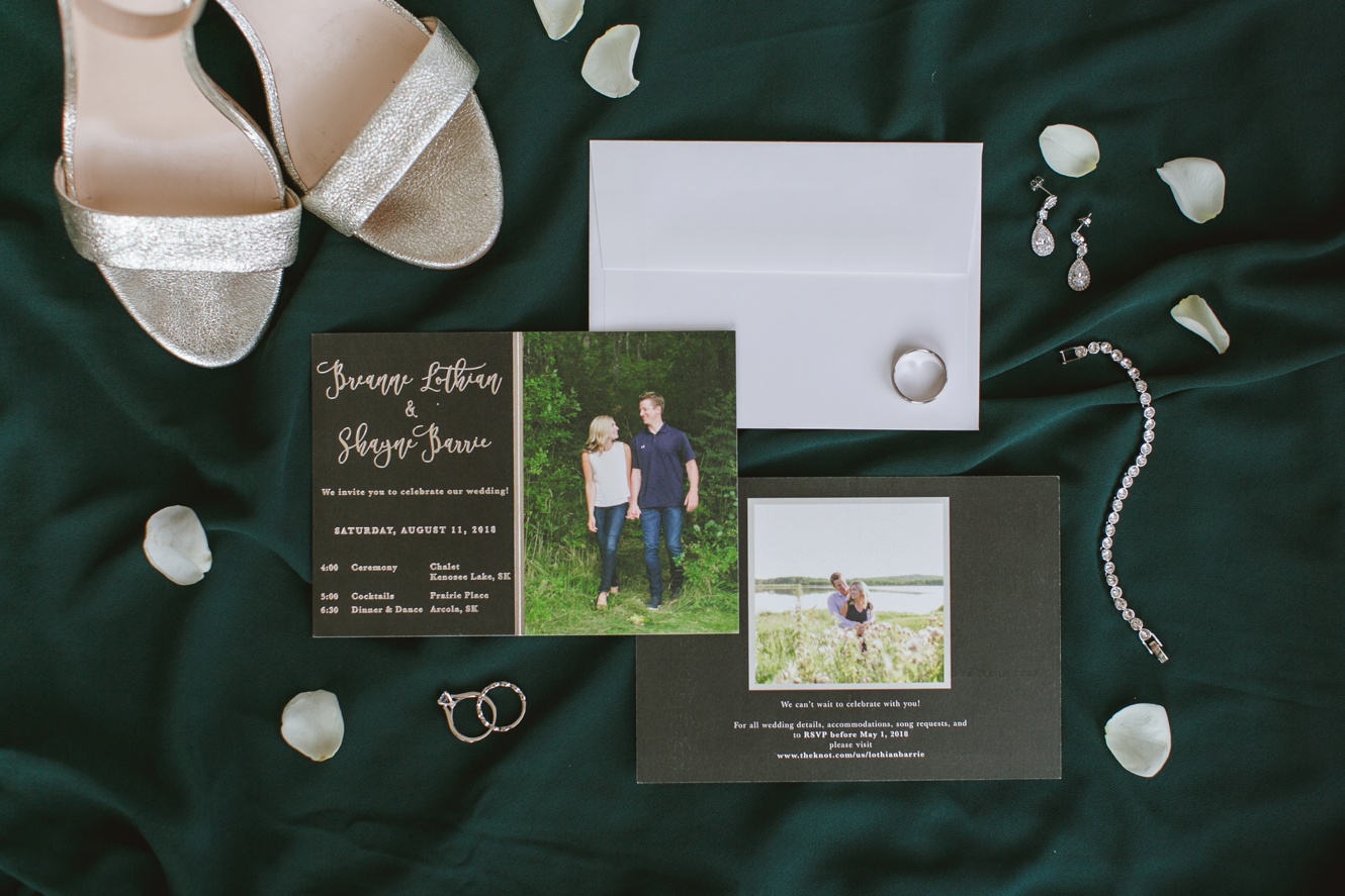 Evergreen and silver wedding details photo