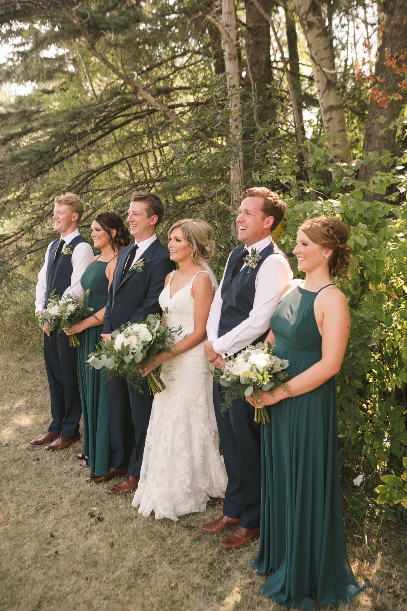 Evergreen and navy wedding details photo