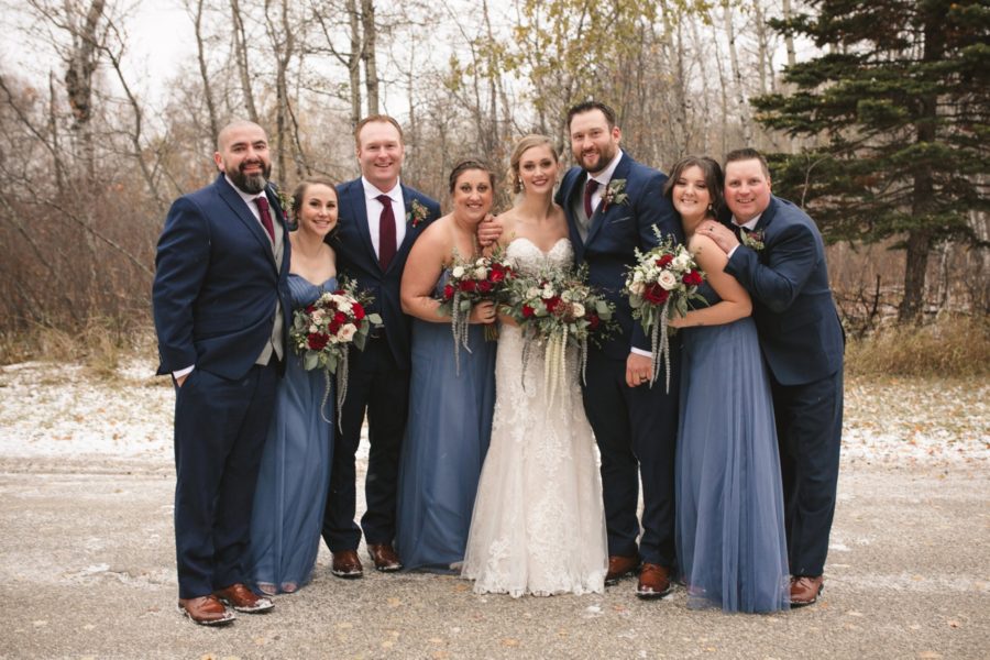 Dusty blue wedding photo