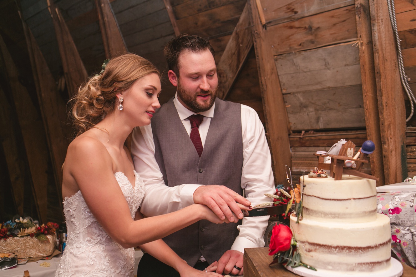 Wedding cake cutting photo
