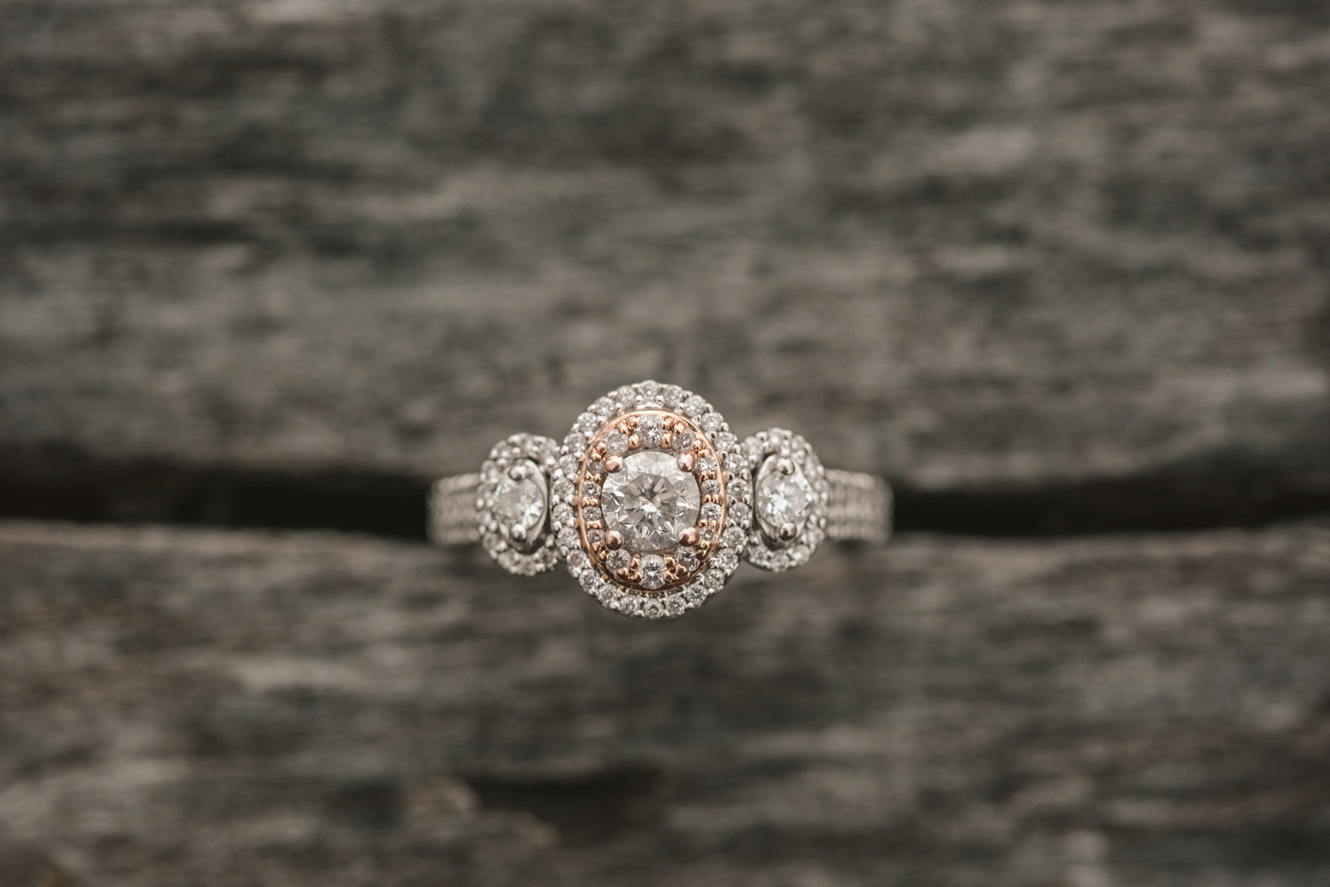Double infinity rose gold oval diamond wedding ring photo