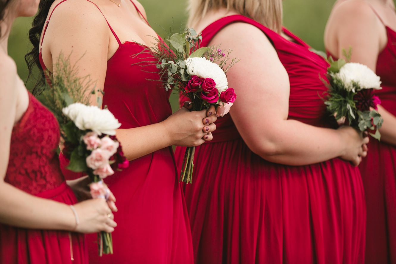 Red Bridesmaid gowns photo