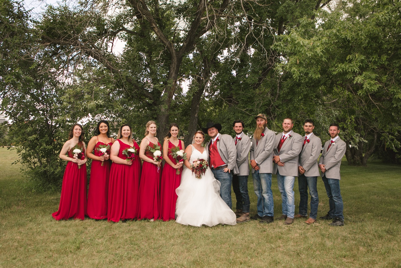 Red and grey wedding photo