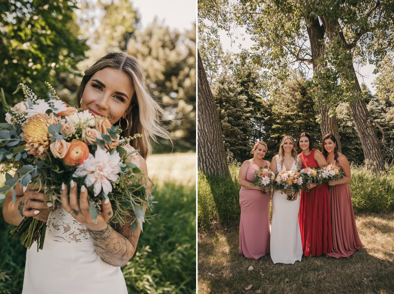 autumn colored bridesmaid gowns