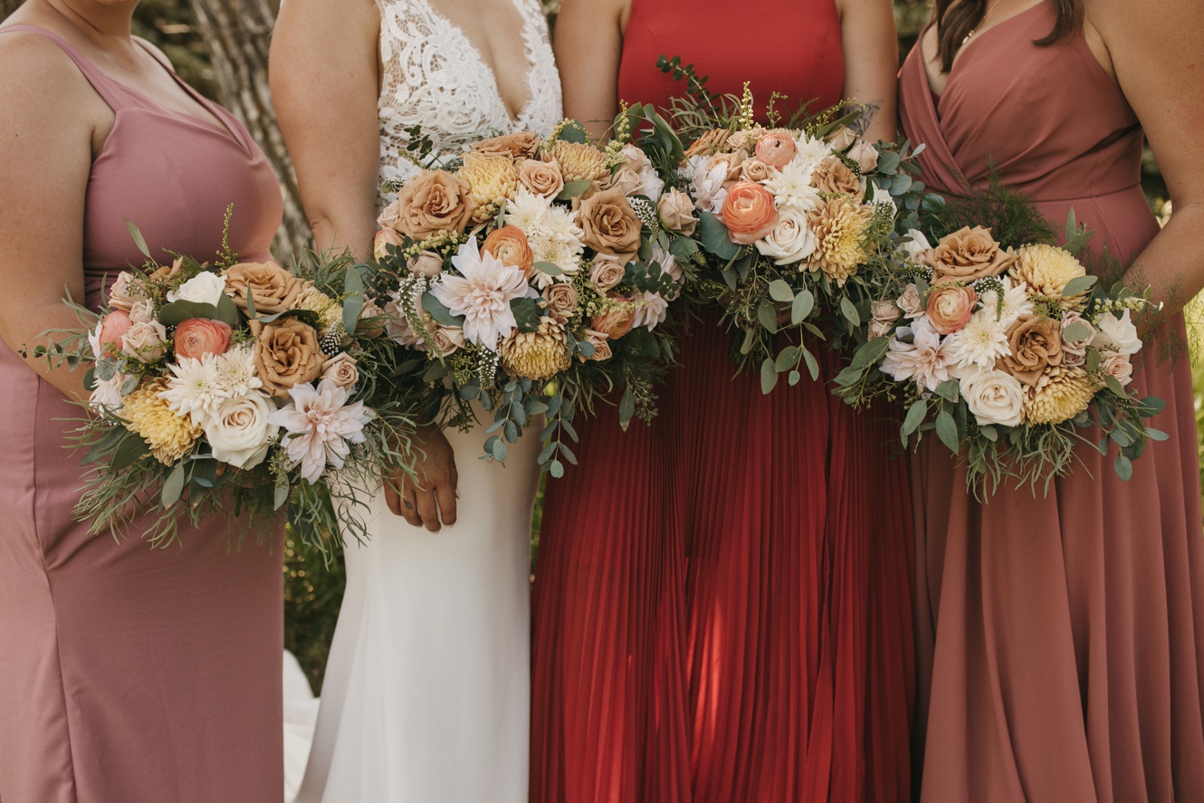 mis matched bridesmaid gowns