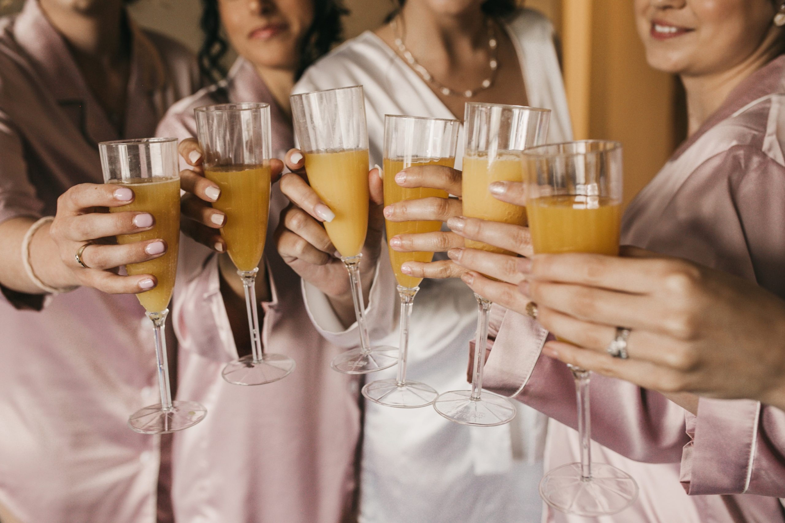 wedding morning mimosa cheers photo