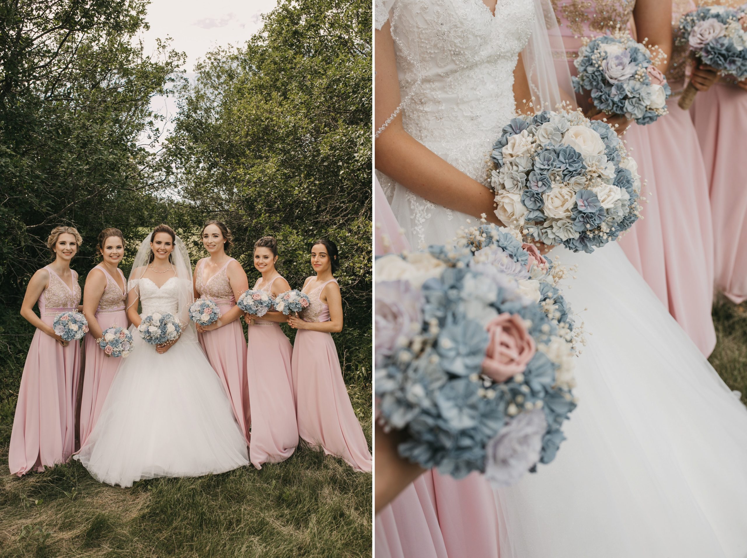 pink and blue summer country wedding