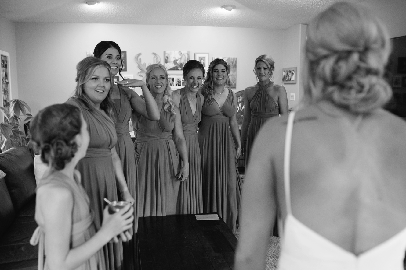 Bridesmaid reaction photo