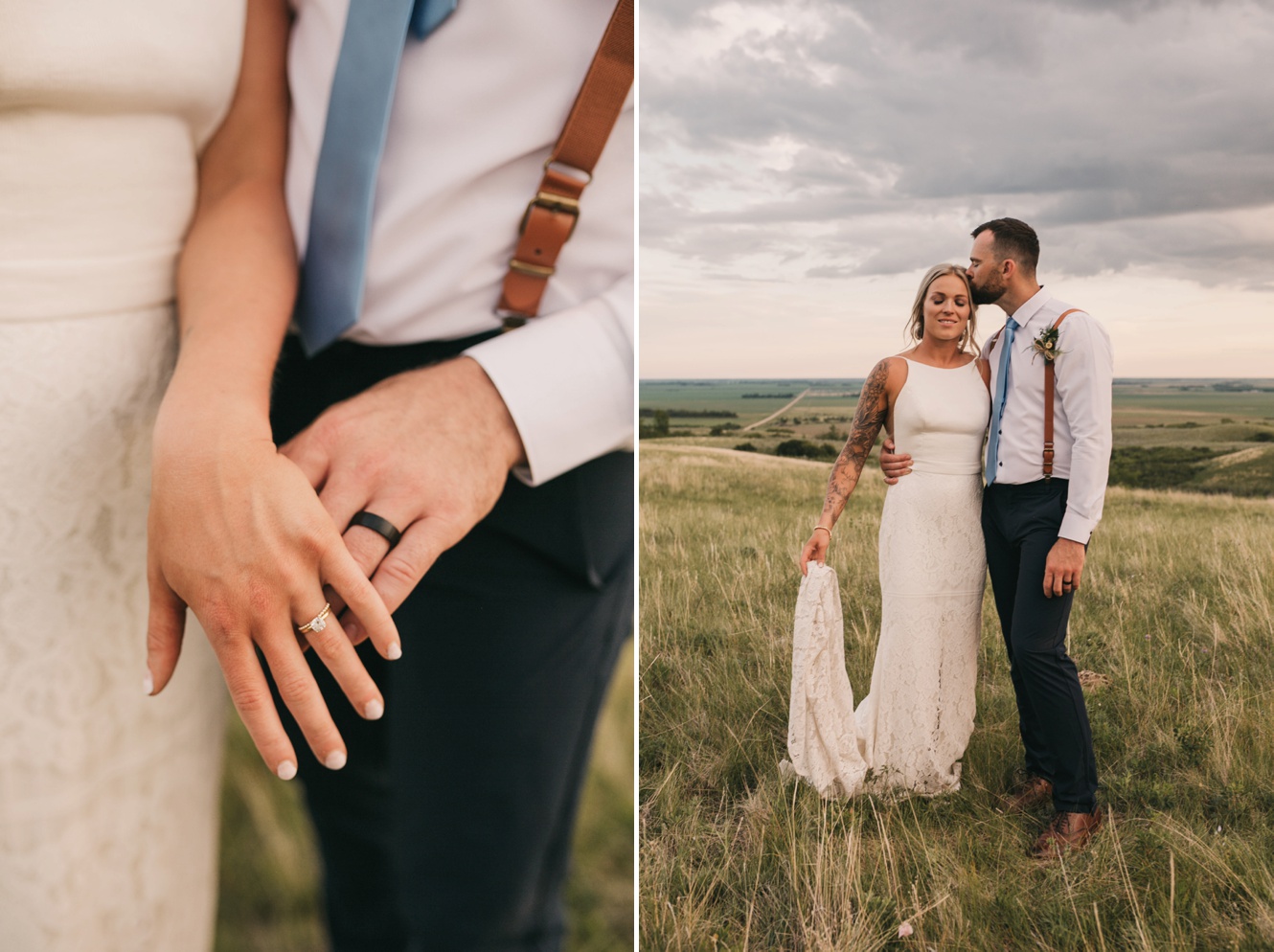 Intimate sunset bride and groom portraits