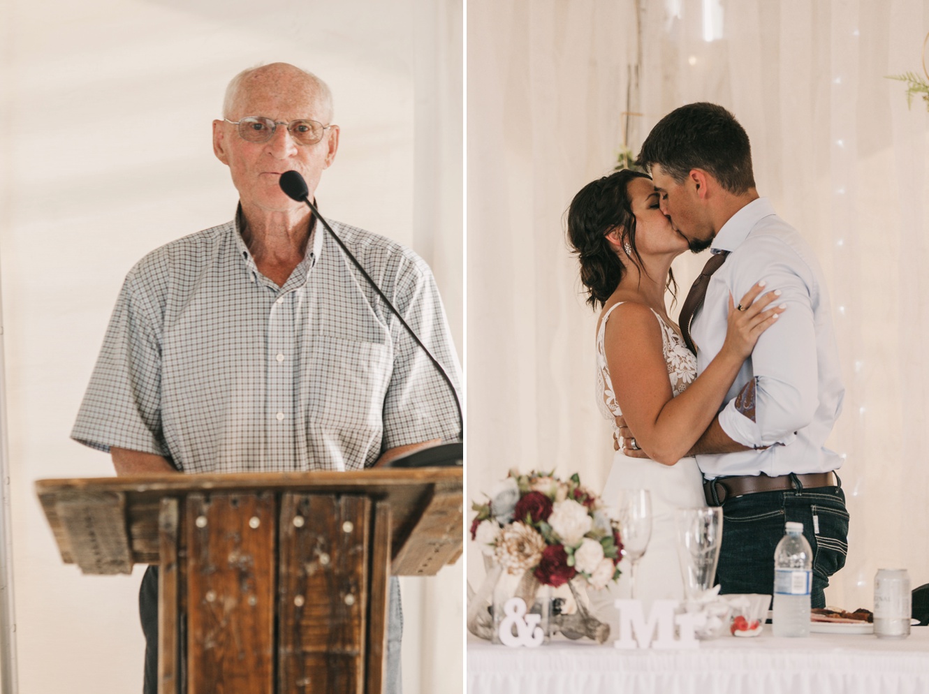 Grandfather saying grace at wedding photo