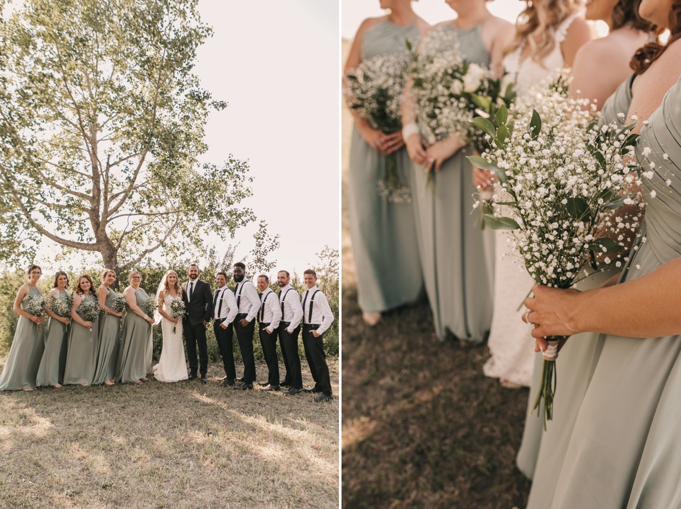 moss bridesmaid gowns