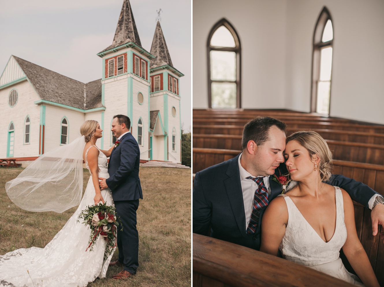 Starr Mercer is a wedding and engagement photographer based on the Saskatchewan Prairies and is available for travel. Timeless Summer Wedding at Bekevar Church.