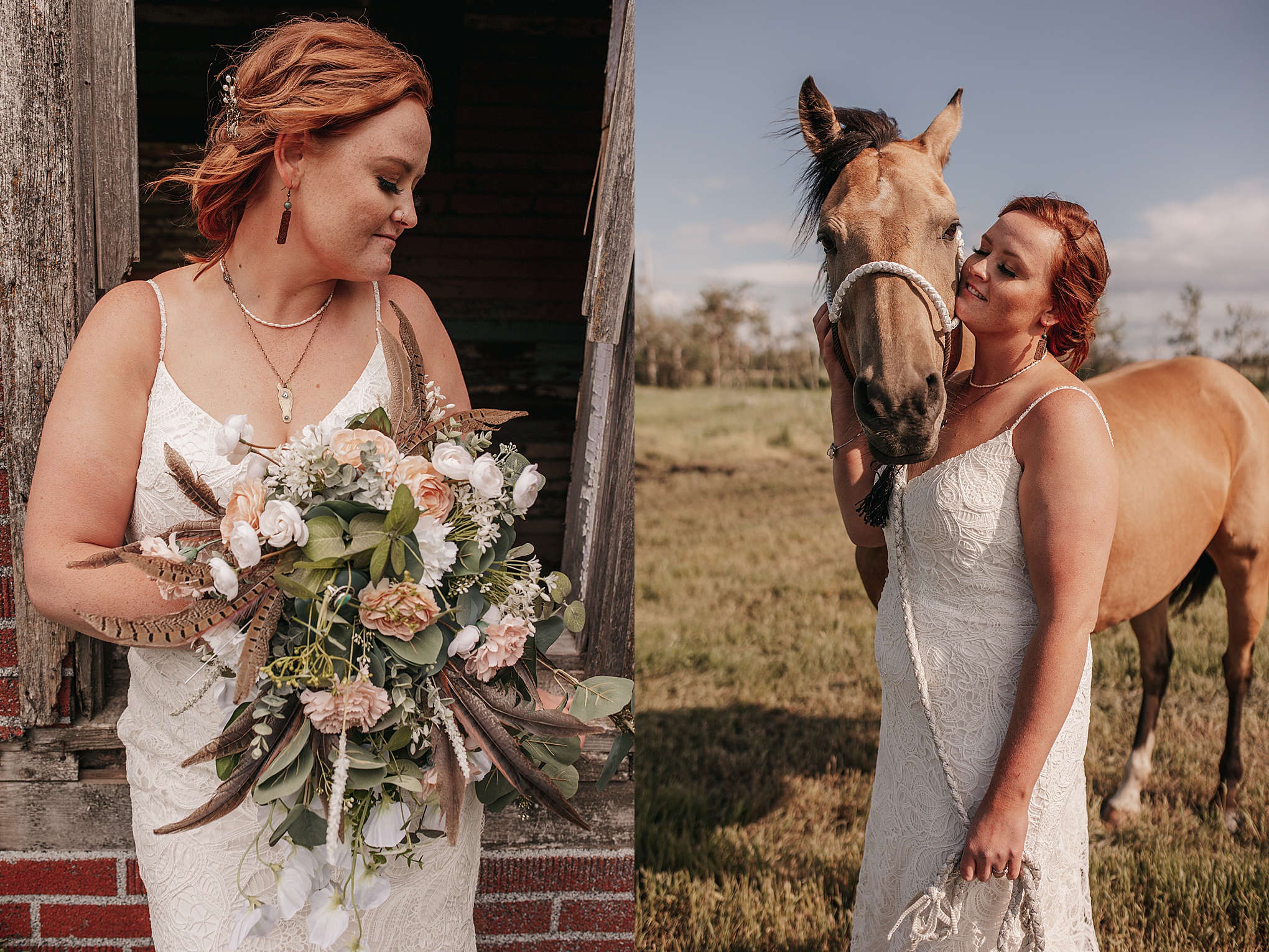 bride with horse photo