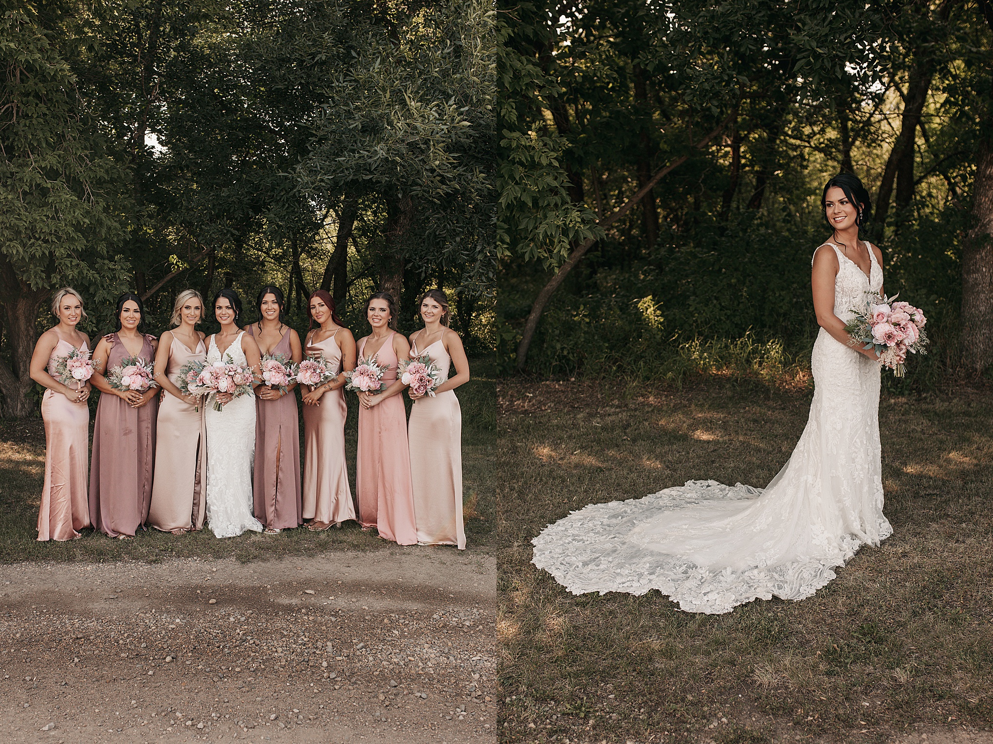 monochromatic blush bridesmaid dresses photo