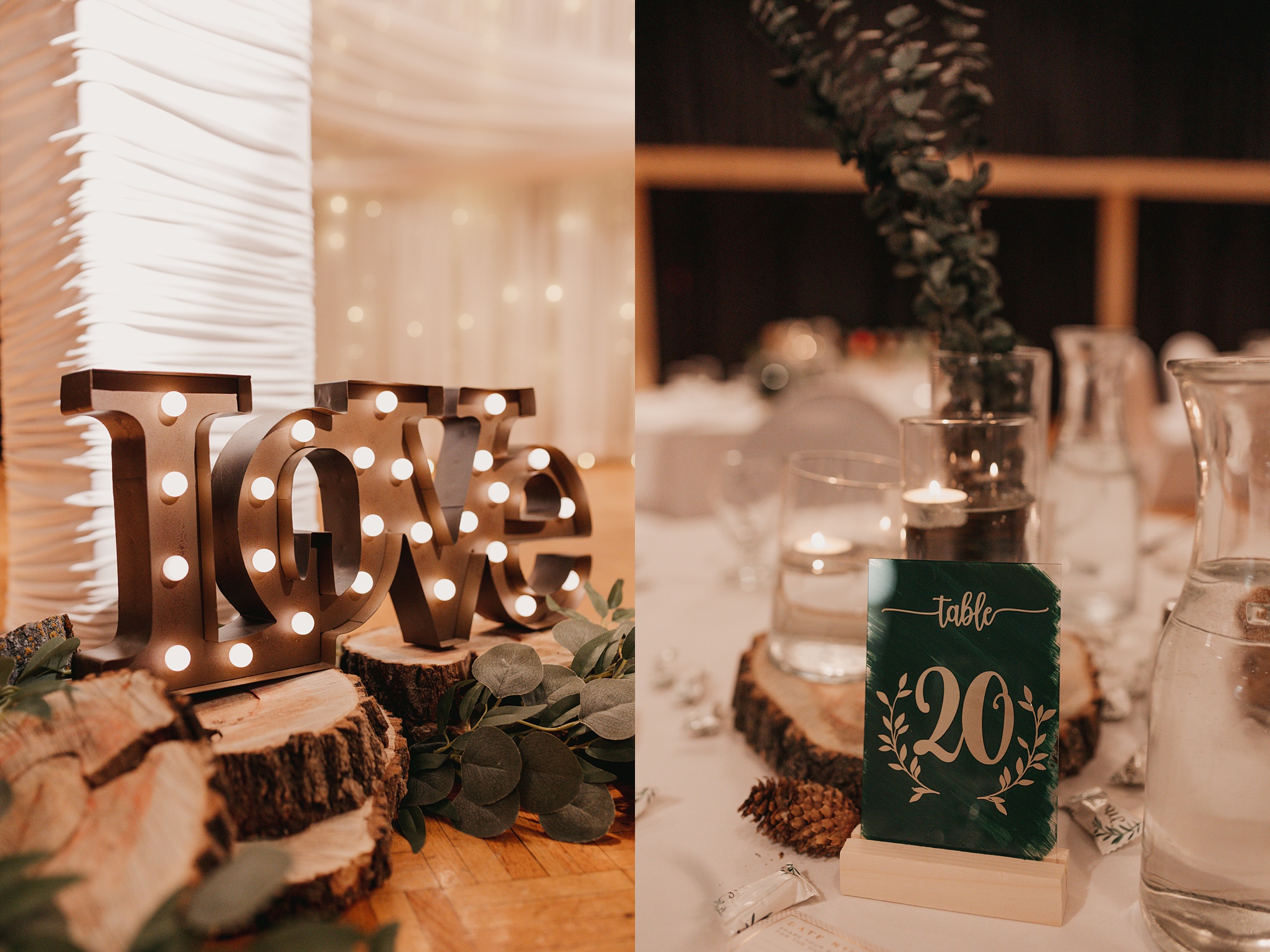 green and gold wedding details