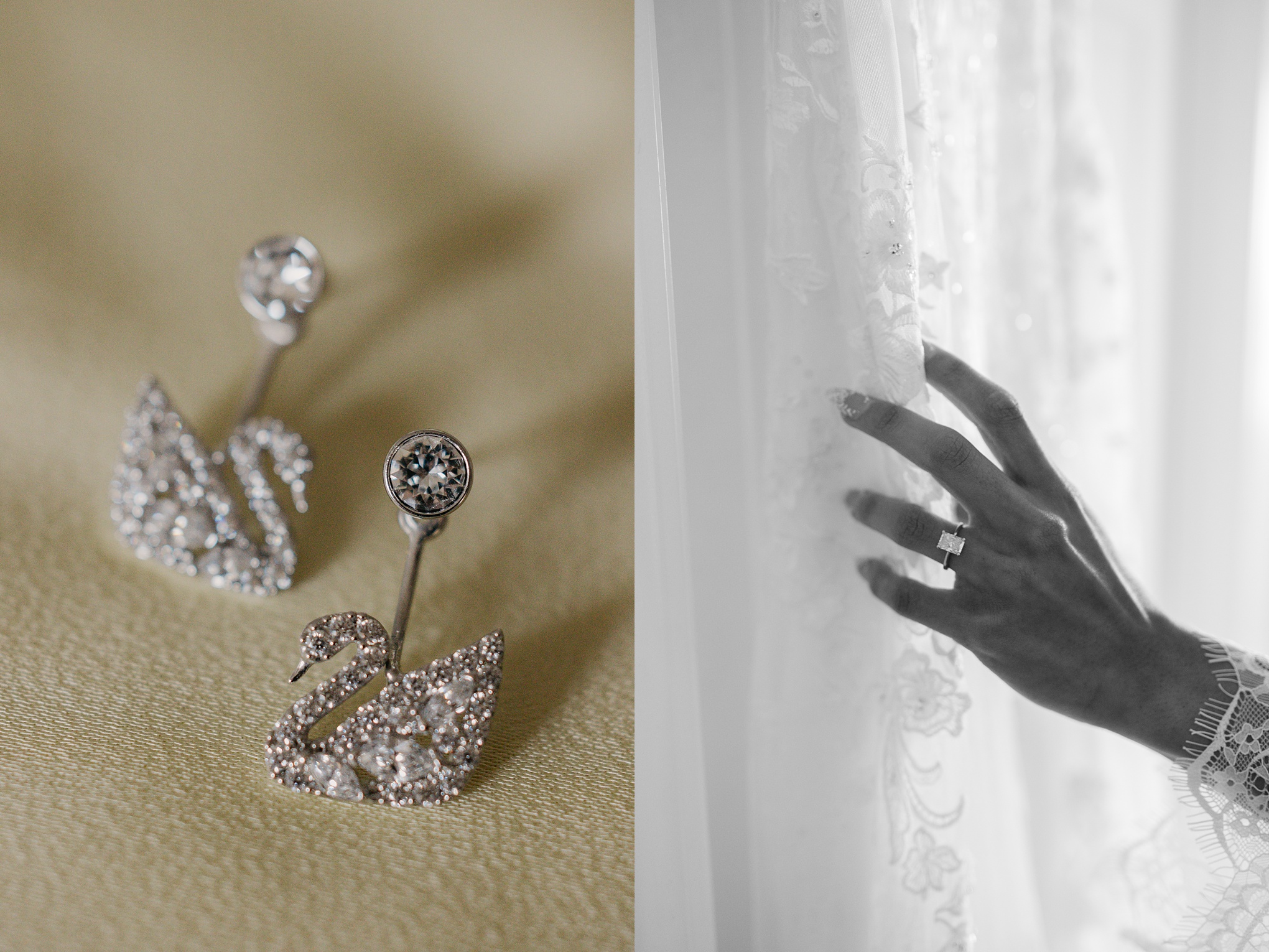 swarovski crystal swan earrings wedding accessories