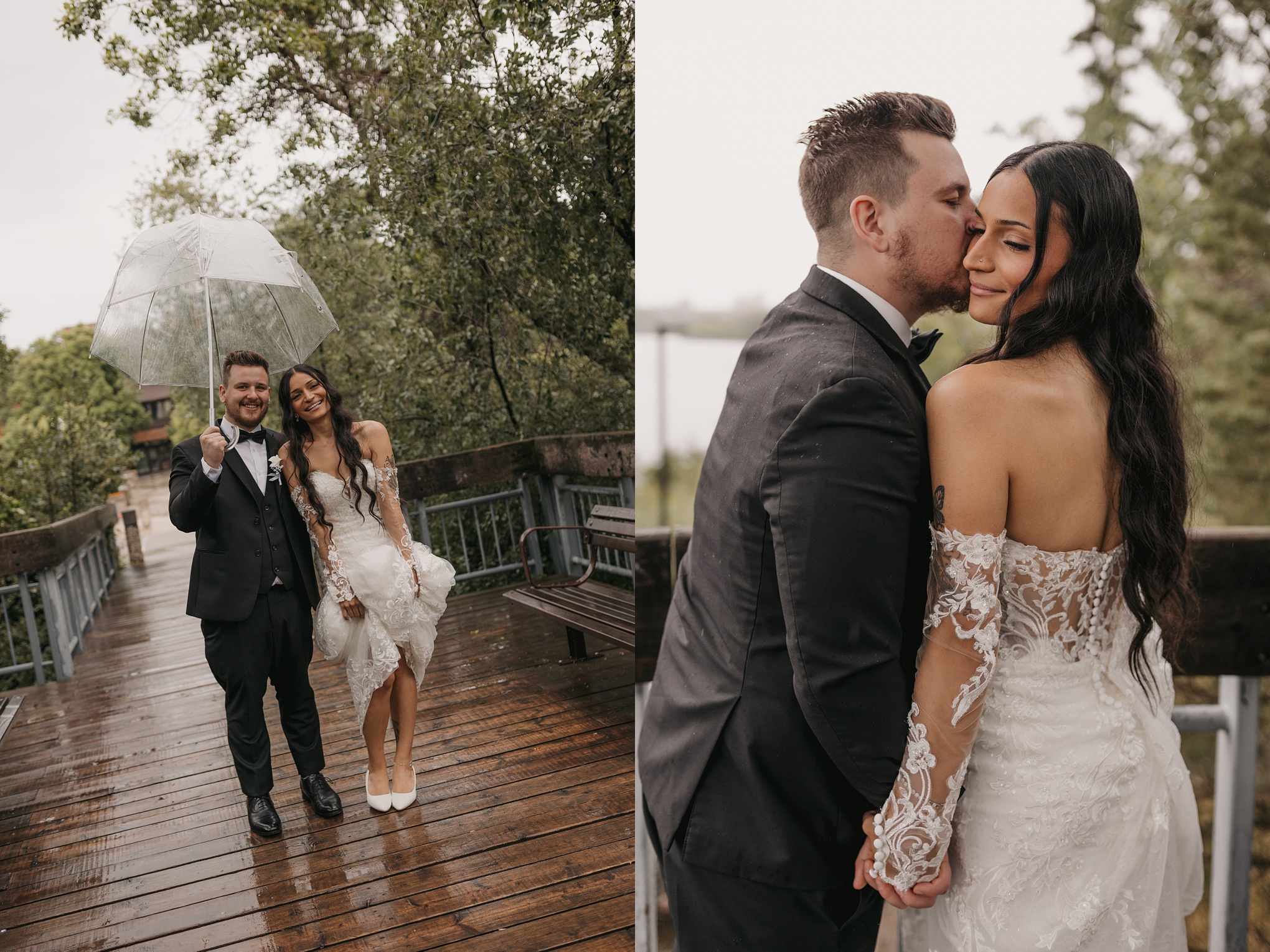 moody and romantic rainy day wedding photos