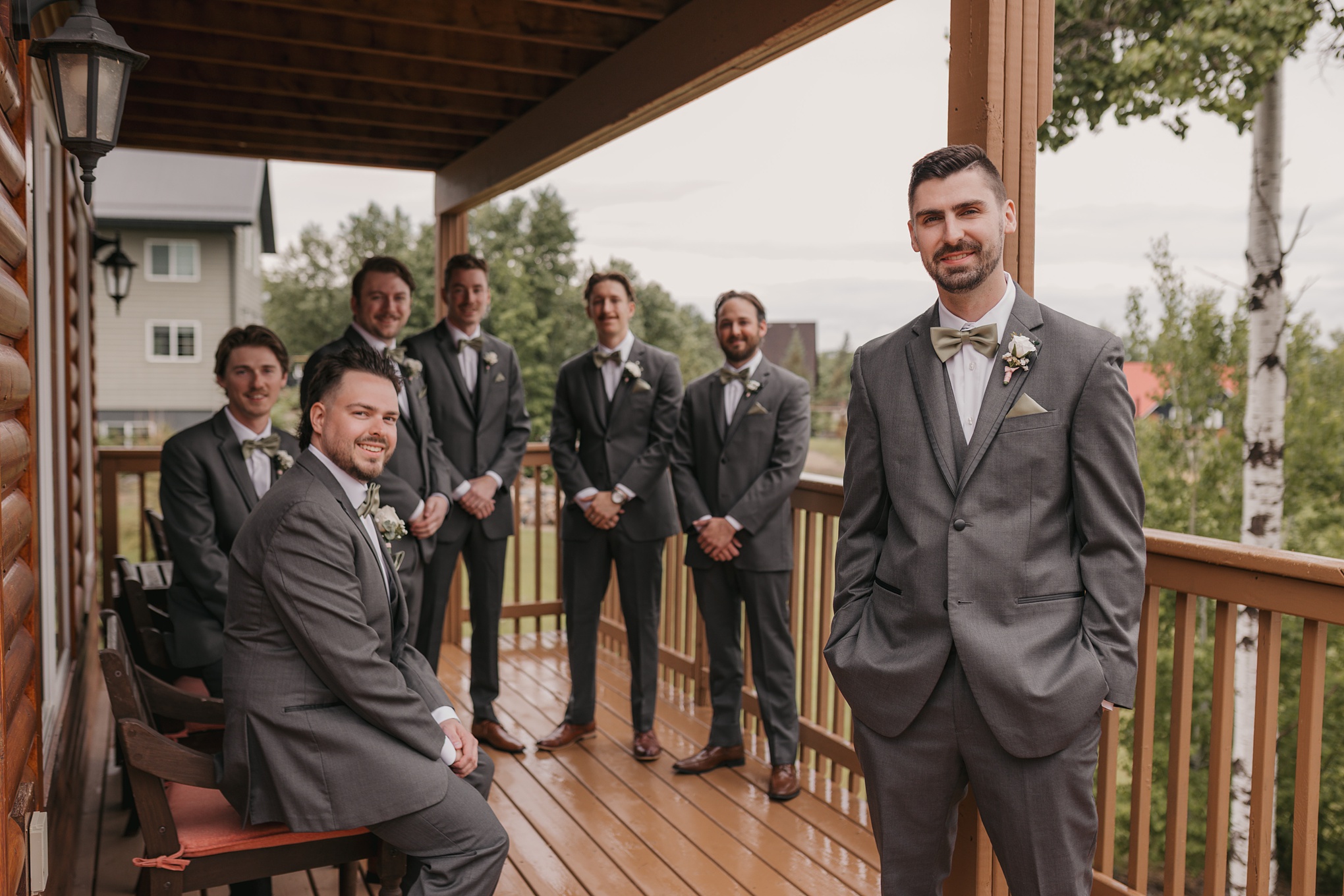 grey suits wedding photo
