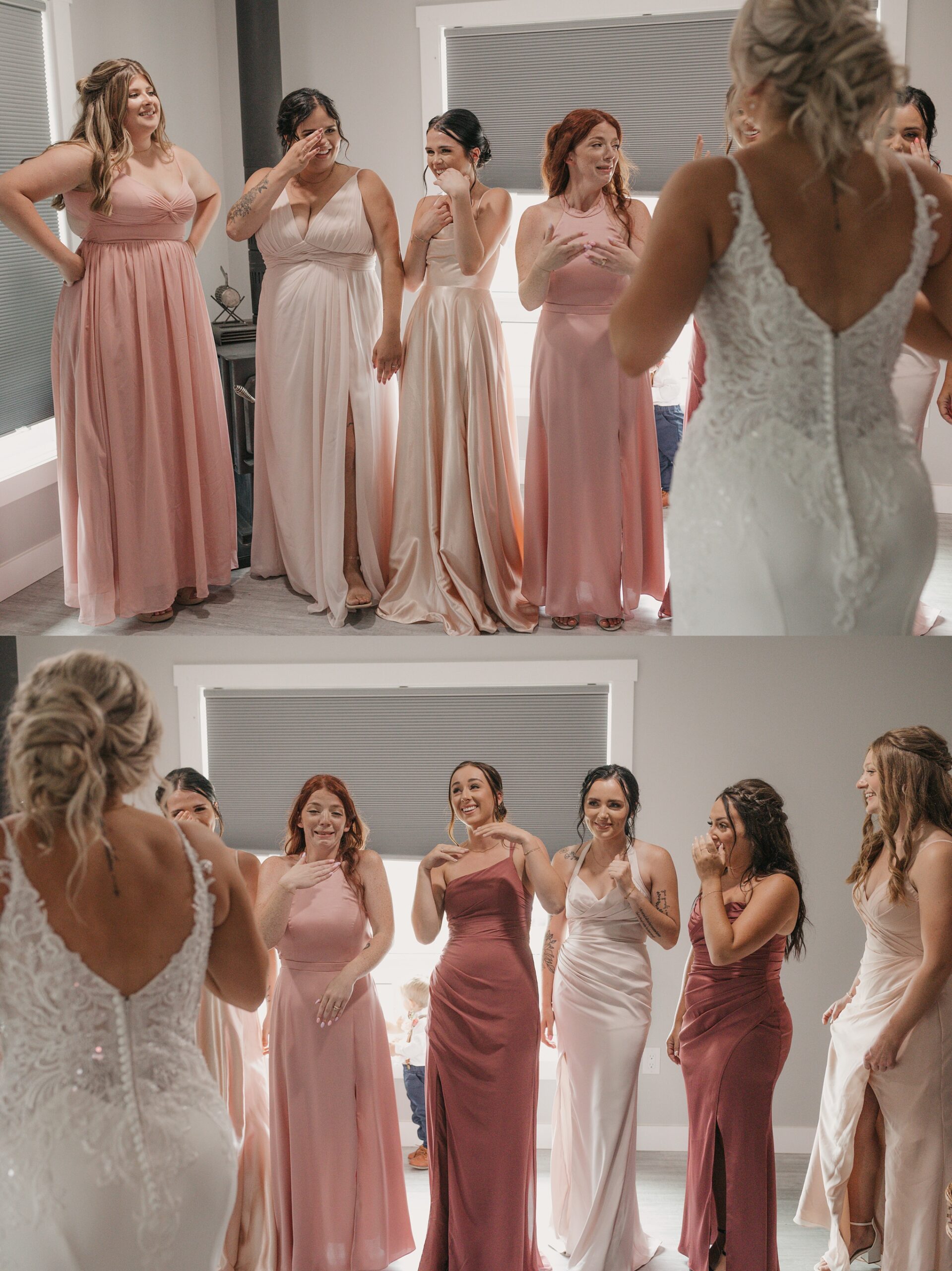 Shades of pink bridesmaid dresses